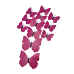 Set of 12 pieces 3D butterflies with magnet, house or event decorations, rose red color, A45
